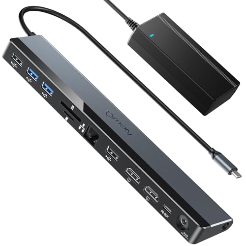 USB C Docking Station Dual Monitor 4K@60Hz, 12-in-1 Laptop Dock with 2*HDMI, 4*USB, Thunderbolt 3/4 Dock, SD/TF Slot, Ethernet, Audio, 96W Power Adapter, for HP, Lenovo, Dell, ASUS,Surface - size: NQ-DK-02-Pro