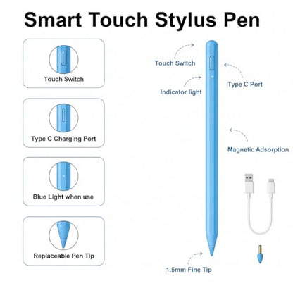 Stylus Pen for iPad Pencil 11th&10th,Pencil with Palm Rejection Tilt Sensitivity,Apple Pen 2018-2025 for Apple iPad A16/11/10/9/8/7/6th,Pro 12.9"/11"/13" M5/M4,Air M3/M2/5/4/3,Mini A17/6th/5th-Blue - color: Blue