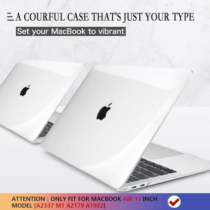 CISSOOK Crystal Clear Case for MacBook Air 13 inch 2021 2020-2018 with Retina Display and Touch ID, Transparent Hard Shell Case with Keyboard Cover for A2337 M1 A2179 A1932 2020 2018-2021 Release - color: Air13inch-Clear Transparent
