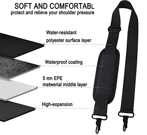 Shoulder Strap 56 Inch,Universal Adjustable Shoulder Belt Shoulder Strap | Replacement Shoulder Strap with Metal Hooks for Briefcase, Laptop Messenger Crossbody Bag, Luggage Duffel Camera, Black