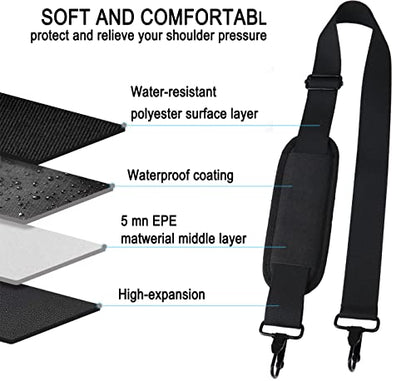 Shoulder Strap 56 Inch,Universal Adjustable Shoulder Belt Shoulder Strap | Replacement Shoulder Strap with Metal Hooks for Briefcase, Laptop Messenger Crossbody Bag, Luggage Duffel Camera, Black
