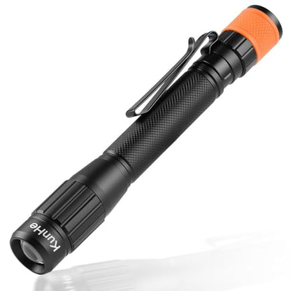 KunHe 480 Lumens Small LED Pen Flashlight Rechargeable IPX6 Waterproof 2 Light Modes Pocket zoomable Pen Flashlight with Steel Pocket Clip USB C Charging Work Light for Inspection Repair Emergency - size: 1 PACK