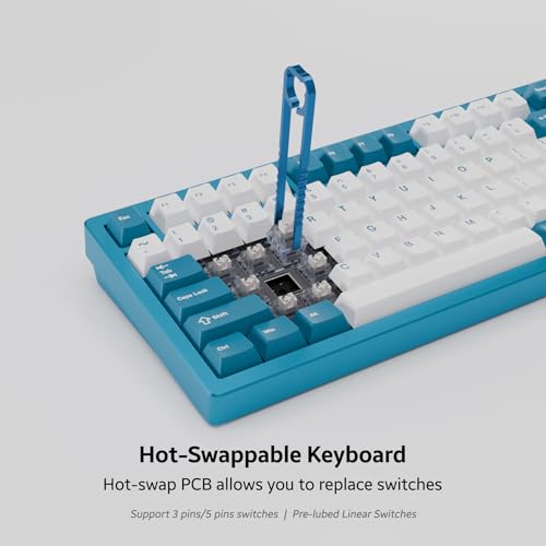 OOCTPK Chilkey ND75 Aluminum Keyboard 75% Percent Wireless Gaming Mechanical Keyboard with LCD Screen, Quick Assembly, BT/2.4G/USB-C, Hot Swappable Per-Key RGB Custom Keyboard for Laptop Office PC - color: Blue, size: 1.2mm PCB Flex Cut