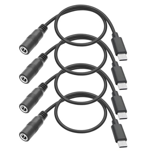 4Pcs DC 5.5mm x 2.1mm to USB C Power Cable 1FT, DC 5521 Female to USB Type C Male Plug 5V 3A Power Charging Extension Cord, for LED Desk Lamp, Small Fan Etc Other USB Type C Equipment - style: DC 5521 Female to USB Type C Mael - 4Pcs