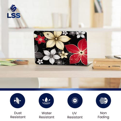 LSS 17 17.3 Inches Laptop Notebook Skin Sticker with 2 Wrist Pads - Reusable Cover Protector Vinyl Sticker Cover Decal Fits 17" - 19" HP Asus Acer Samsung - Black Grey Flower Leaves - color: Black Grey Flower Leaves, size: 17" - 19"