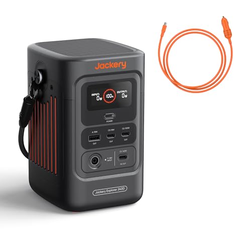 Jackery Portable Power Station Explorer 240D, 256Wh Backup Lithium Battery, with Car Charger Cable (DC8020) - style: E240D + Car Charger Cable (DC8020)