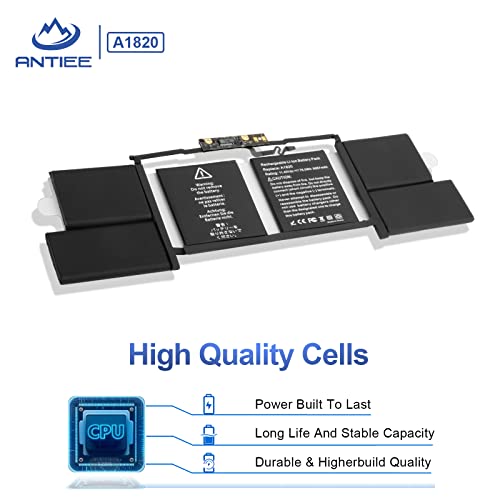 ANTIEE A1707 Battery Replacement, A1820 Battery for MacBook Pro 15" (Late 2016, Mid 2017) Touch Bar EMC 3072 EMC 3162 MLH32 MLH42 MLW72 MLW82 MPTR2 MPTT2 MLH52 MLW92 MPTU2 MPTV2 MPTW2 MPTX2 - size: 14*3.15*0.28inch A1820