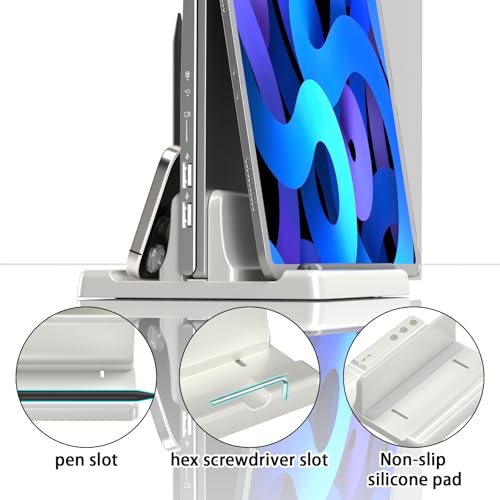 Vertical Laptop Stand, Adjustable 3 in 1 ABS | Space-Saving Desktop Dock, Compatible with MacBook, HP, Dell, Microsoft Surface, Fits Most Laptops (White, 1 Slot) - color: White-1 Slot Version