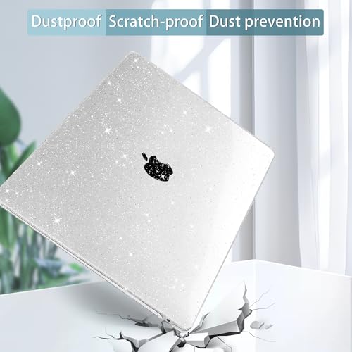 May Chen Compatible with New MacBook Air 13 inch Case 2021 2020 2019 2018 Model: M1 A2337 A2179 A1932, Plastic Hard Shell Case for MacBook Air 13 inch with Retina Display Fits Touch ID,Clear Glitter - color: Clear Glitter