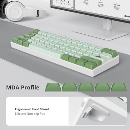 60% Mechanical Keyboard - Compact Gaming Keyboard with RGB Backlit, 61 Green Switch Keys, USB Wired for Windows Mac Laptop PC - color: 61 Matcha/Red Switch