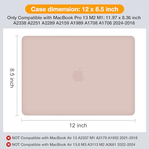 MOSISO Compatible with MacBook Pro 13 inch Case M2 M1 2026 2025 2024-2016 | A2338 A2251 A2289 A2159 A1989 A1708 A1706, Plastic Hard Shell&Keyboard Cover&Screen Film&Storage Bag, Camel - color: Camel