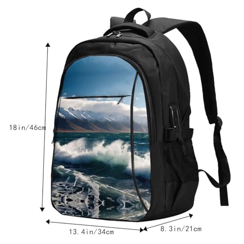 Travel Laptop Backpack Business Backpack for Men Women Blue Travel Backpack with USB Charging Port