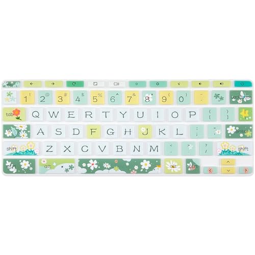 Silicone Keyboard Cover for HP Chromebook 11 x360, Chromebook 11 G2/G3/G4/G5/G6 EE/G7 EE, HP Chromebook 14-ca 14-ak 14-X Series, HP Chromebook 14 G2 G3 G4, Spring Flowers - color: Spring Flowers