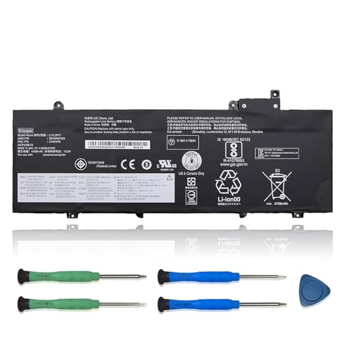 L17L3P71 01AV478 Laptop Battery Compatible with Lenovo ThinkPad T480s Series Notebook 01AV479 L17M3P71 L17S3P71 SB10K97621 11.58V 57Wh 4920mAh 3-Cell - size: 10.50*3.52*0.25 inch L17L3P71