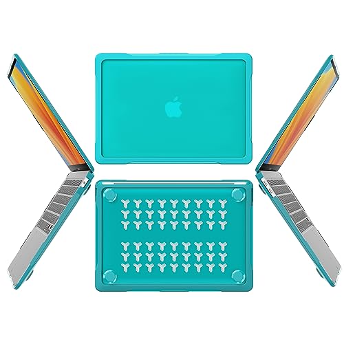 Batianda 4-in-1 Ultimate Case for MacBook Air 13 Inch 2018-2020, Blue | Fits M1/Intel Models A2337/A2179/A1932, Lightweight Slim Design, Carbon Fiber Side Texture, Matte Translucent Hard Shell - color: Blue