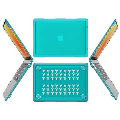 Batianda 4-in-1 Ultimate Case for MacBook Air 13 Inch 2018-2020, Blue | Fits M1/Intel Models A2337/A2179/A1932, Lightweight Slim Design, Carbon Fiber Side Texture, Matte Translucent Hard Shell - color: Blue
