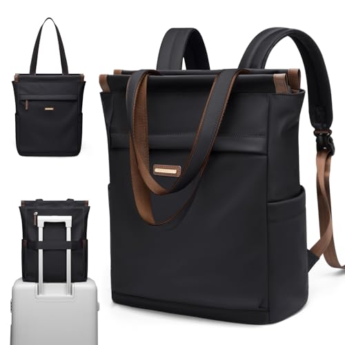 GOLF SUPAGS Convertible Laptop Backpack for Women Casual Daypack Notebook Tote Bag for Work College Travel Leisure (Black) - color: Black-n