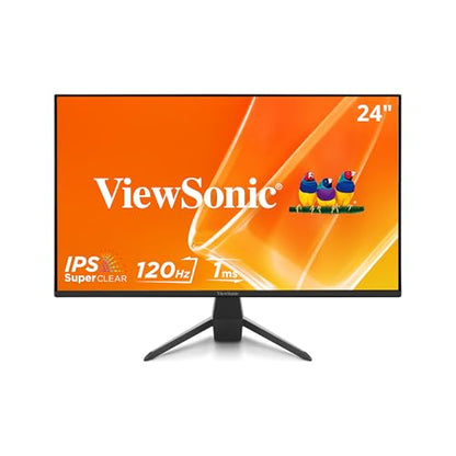 ViewSonic VX2470-MHD 24 Inch 1080p Monitor, IPS Display with 120Hz and Variable Refresh Rate for Ultimate Home Entertainment, Eye Care Technology, HDMI, and DisplayPort Inputs - size: 24 Inches