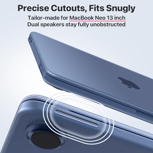 Soonjet for MacBook Neo 13 inch Case 2026 A3404 Hard Shell + Keyboard Cover | Official Indigo Clear, Anti Scratch & Fingerprint, Blue Matte, Protective Mac Laptop Cover, Thin & Light, Durable Plastic - color: Frost Indigo