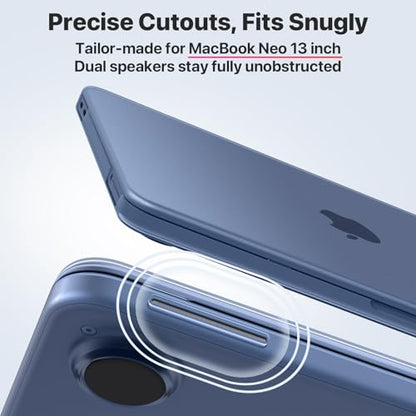Soonjet for MacBook Neo 13 inch Case 2026 A3404 Hard Shell + Keyboard Cover | Official Indigo Clear, Anti Scratch & Fingerprint, Blue Matte, Protective Mac Laptop Cover, Thin & Light, Durable Plastic - color: Frost Indigo