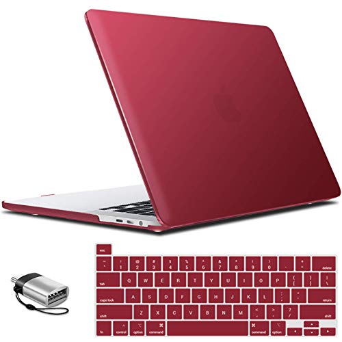 IBENZER Compatible with MacBook Pro 16 Inch Case A2141 Release 2020 2019, Hard Shell Case with Keyboard Cover & Type C Adapter for Old Version Mac Pro 16’’, Wine Red, T16WR+1TC - color: Wine Red, size: For Macbook Pro 16" 2019 2020 A2141
