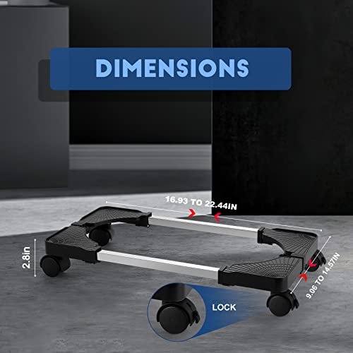 Computer Tower Stand,Hmseng Adjustable Mobile CPU Stand with 4 Rolling Caster Wheels, PC Tower Stand Fits Most PC Under Desk-Black - color: Black
