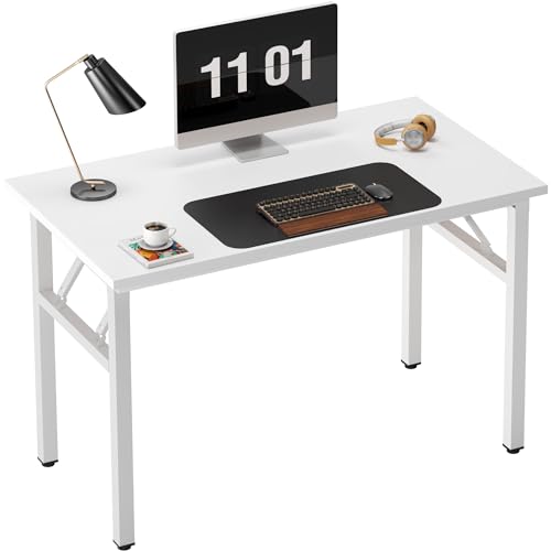 Need Small Folding Computer Desk, 39.4 Inch Writing Table, White | No-Assembly, Sturdy Foldable Desk for Home Office, Bedroom, Dorm Room, Student Study, Collapsible, Compact, Easy Storage - color: White, size: 39.4 inches