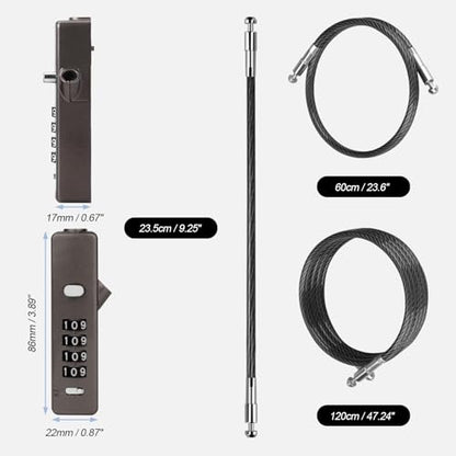 4-Digit Combination Cable Lock, 3 Interchangeable Braided Steel Ropes (9"/23.6"/47.2"), Resettable Anti-Theft Wire Lock for Bikes, Gates, Fences, Scooters, Luggage & Gym Lockers (Gray) - color: Gray