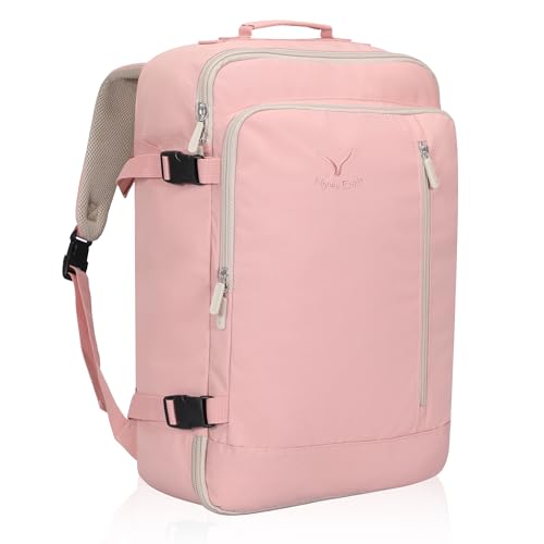 Carry on Backpack 38L Large Travel Backpack for Women Flight Approved Weekender Bag Laptop Backpack Men 15 inches Light Pink - color: Light Pink
