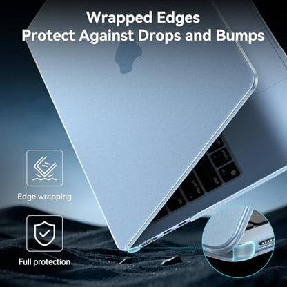 BlueSwan for MacBook Air 13 inch Case, M5 M4 M3 M2 2026-2022 Laptop Cover | 100% Match Official Color, Matte Grippy Texture, Scratch Resistant, Easy to Snap on, Air 13.6 Protective Hard Shell - color: Sky Blue Clear