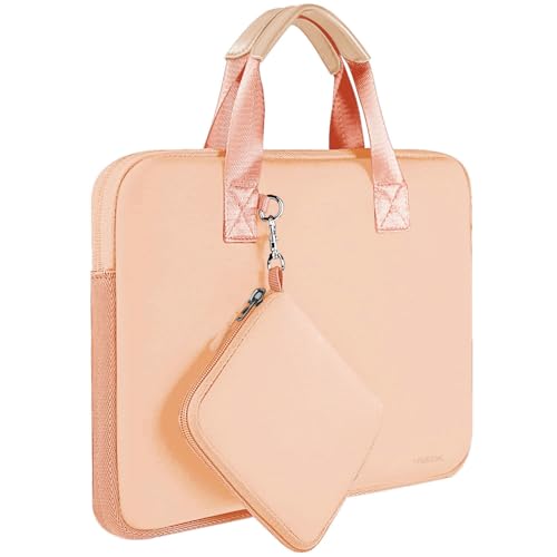 Hseok Laptop Sleeve 13.3-14 inch Case with Small Pouch, Neoprene Computer Bag Compatible with MacBook Neo/Pro 14 M5/M4/M3/M2/M1, Mac Air/Pro 13.3, XPS 14 and Most 13-14 inch Notebooks,Orange Pink - color: Orange pink, size: 13"-14"