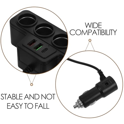 Mobestech Fast Charging Car Adapter with USB C Port and Pd 4-Port Vehicle Power Splitter for Phones and Multiple Devices Compact Car Charger