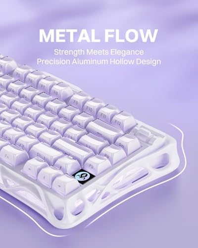 GravaStar Mercury K1 Purple 75% Wireless Mechanical Keyboard – Tri-Mode BT5.0/2.4GHz/USB-C Gaming Keyboard, Jelly Keycaps, Linear Switches, RGB Backlit Creamy Keyboard for PC/Mac【Lavender Purple】 - color: Lavender Purple