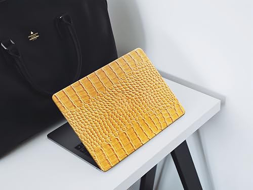 Crocodile Case for MacBook Air 13 inch 2026 M5, 2022-2025 M4/M3/M2 | Model A3449 A3240 A3113 A2681, Texture Crocodile Aligator Skin Snakeskin PU Leather Hardshell Case & Keyboard Cover, Yellow - color: # Shiny Yellow Crocodile