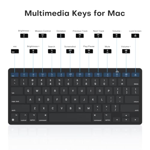 OMOTON Ultra-Slim Wireless Keyboard for Mac, Stable Bluetooth Connection, Ergonomic Tilt Angel, Auto Sleep Energy Saving & Portable for Business Trip & Travel, Compatible with MacOS 10.10+, Black - color: Black