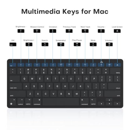 OMOTON Ultra-Slim Wireless Keyboard for Mac, Stable Bluetooth Connection, Ergonomic Tilt Angel, Auto Sleep Energy Saving & Portable for Business Trip & Travel, Compatible with MacOS 10.10+, Black - color: Black