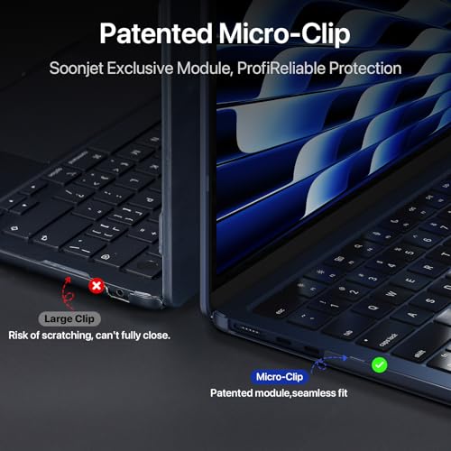Soonjet for MacBook Air 15 inch Case M5 M4 M3 M2 2026-2023 Mac Laptop Cover | 100% Color Match, Matte Midnight Clear, Anti Fingerprint & Scratch Crack, Protective Hard Shell, Close Seamlessly, Ultra Thin - color: Midnight Clear