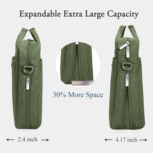 Voova 15.6-15 Inch Laptop Bag, Computer Bag, MacBook Bag, Army Green | Expandable splash-proof laptop messenger bag with removable strap; fits notebooks, MacBook, HP, Dell, Lenovo and Asus - color: Army Green, size: 14-15.6 Inch