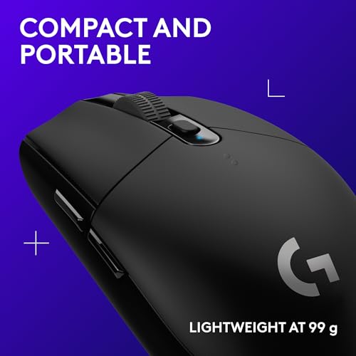 Logitech G305 Lightspeed Wireless Gaming Mouse, Hero Sensor, 12,000 DPI, Lightweight, 6 Programmable Buttons, 250h Battery, On-Board Memory, Compatible with PC, Mac - Black | Hero Sensor 12, Lightspeed 1ms Wireless, Up to 250h on 1xaa, 6 Programmable Butt