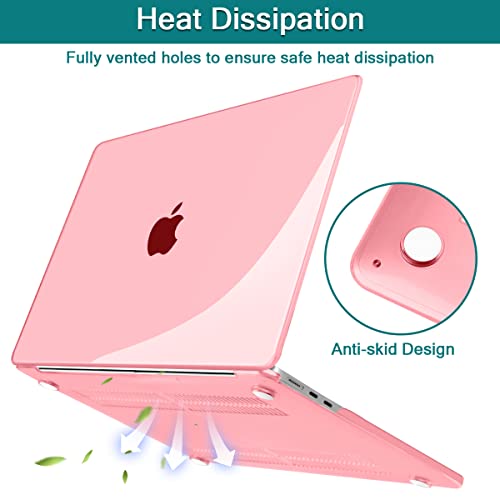 Teryeefi for M5 M4 M3 M2 MacBook Air 13.6 Inch Case 2022 2023 2024 2025 2026 Model: A3449 A3240 A2681 A3113, Hard Shell Cover with Keyboard Cover & USB 3.0 Adapter, Crystal Pink - color: Crystal Pink