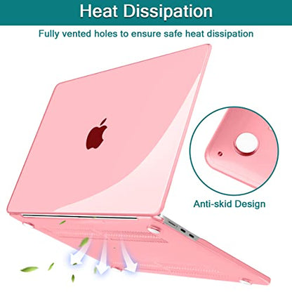 Teryeefi for M5 M4 M3 M2 MacBook Air 13.6 Inch Case 2022 2023 2024 2025 2026 Model: A3449 A3240 A2681 A3113, Hard Shell Cover with Keyboard Cover & USB 3.0 Adapter, Crystal Pink - color: Crystal Pink