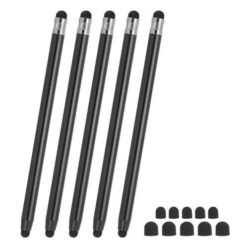 PATIKIL 5 Pcs Stylus Pens for Touch Screens, 2 in 1 High Sensitivity Universal Pen Capacitive Stylus for Phone Tablets Laptop Touch Screen Devices, Black - color: Black