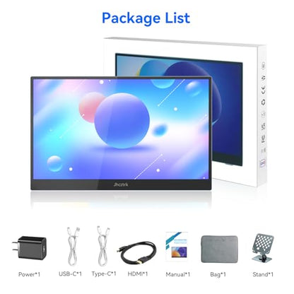 15.6 Inch Touchscreen Portable Monitor, FHD 1080P IPS Full Function USB-C Ultra Slim Travel Screen, Portable Display w/Speakers & VESA Mount for Laptop Mac PC Phone PS4 PS5 Switch - size: 15.6inch Touch