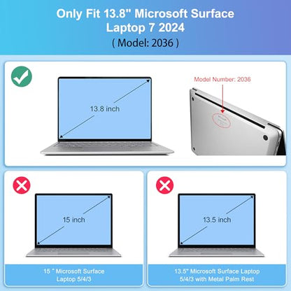 Mektron Clear Case for 13.8" Microsoft Surface Laptop 8 2026 Fits Surface Laptop 13.8 Inch 7 2024 Cover (Model: 2036),Keyboard Cover +Screen Protector +Dust Plugs, Crystal Black - color: Crystal Black