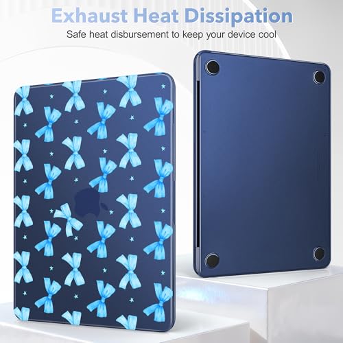 May Chen for MacBook Neo Case 13 inch 2026 | 100% Match Official Color | Pattern Printing, Anti-Crack & Scratch & Fingerprint | Protective Hard Shell Cases Laptop Model A3404 - Light Blue Bow - color: Light Blue bow