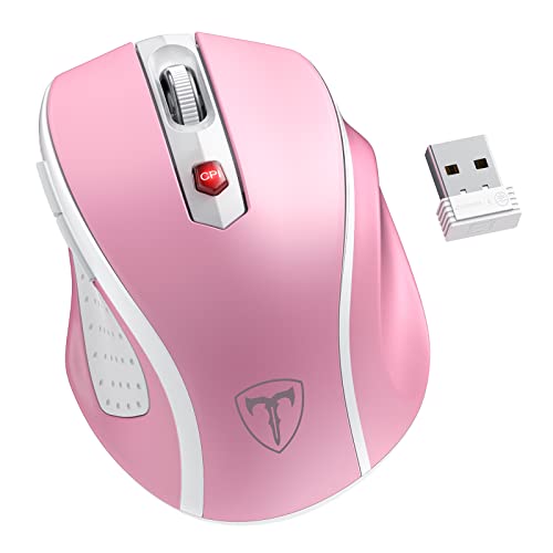HOTWEEMS D-09 Wireless Mouse for Laptop - Ergonomic Plus Computer USB Cordless Mice, Ergo Grips, Lightspeed 5-Level 2400 DPI, 16 Months Battery, Portable for PC Mac Chromebook, 6 Button, Flamingo Pink - color: Flamingo Pink, size: 1 Pack
