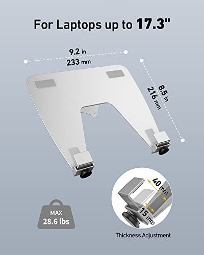 ergounion VESA Laptop Tray for Monitor Mount, Holds Laptops up to 17.3 Inches and 28.6 lbs, Fits 100x100mm VESA, Notebook Tray Office Desk Accessories, Silver - color: Silver