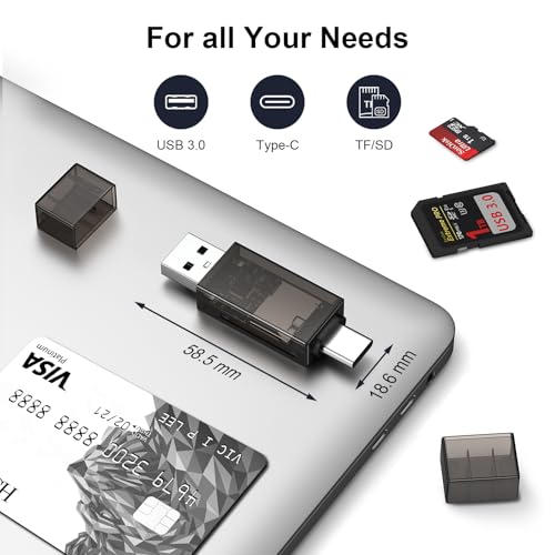 SD Card Reader for iPhone 17e/17/16e/16 Pro Max/Plus/15,Samsung S26 S25 S24,iPad,Laptop,PC,MacBook, USB 3.0 Dual Slots USB C to Micro SD Card Adapter Memory Card Reader for SD/Micro SD/SDHC/SDXC/MMC