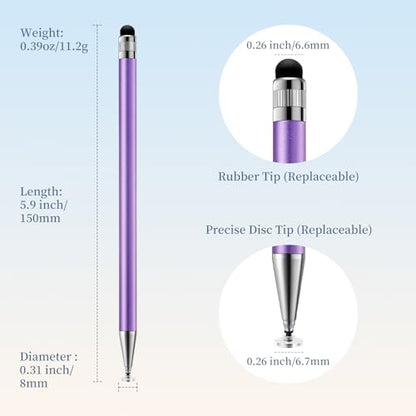 ChaoQ Stylus Pen for Touchscreen 6pcs 2-in-1 Stylus Pen for iPad iPhone | High Sensitivity and Precision Suitable for iPad iPhone Android Tablets and All Touch Screens - (Purple) - color: 6 Purple
