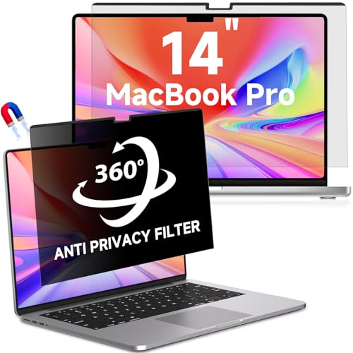 Magnetic Macbook Pro 14 Inch Privacy Screen(2021-2025, M1, M2, M3, M4, M5), Removable Anti Glare Blue Light Macbook Pro Screen Protector, 360° Anti Spy and Easy Install Shield - size: Privacy Screen MacBook Pro 14 Inch
